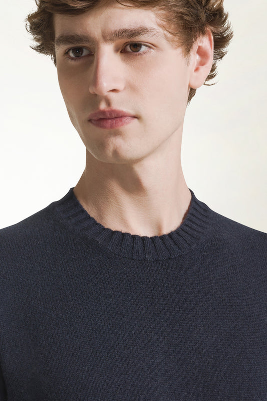 Blue cashmere crew neck sweater - Men's Cashmere Knitwear | PIACENZA 1733