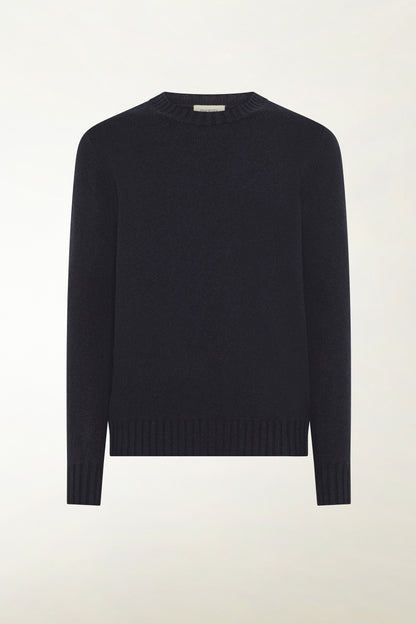 Maglione girocollo in cashmere blu