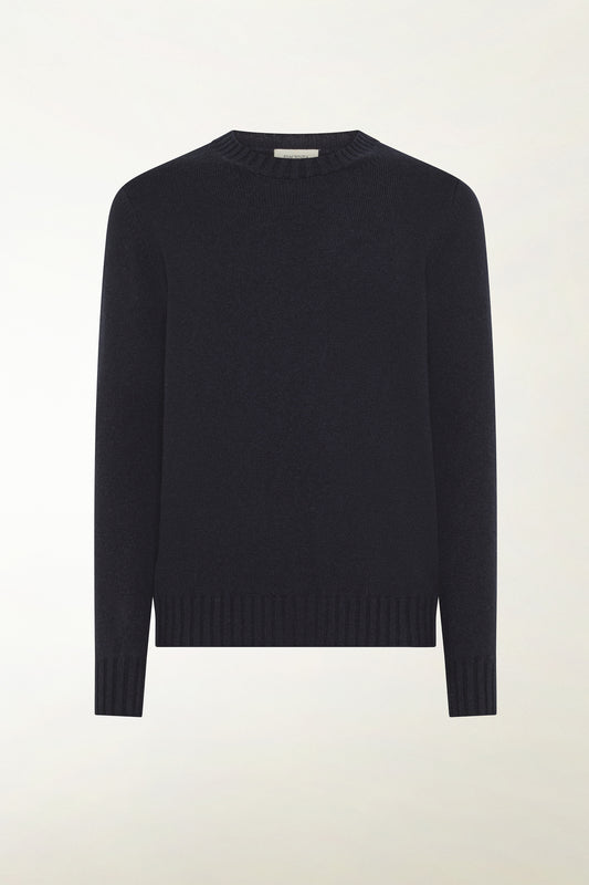 Blue cashmere crew neck sweater - Knitwear | PIACENZA 1733