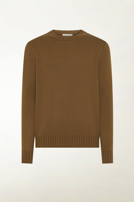 Brown cashmere crew neck sweater - Knitwear | PIACENZA 1733