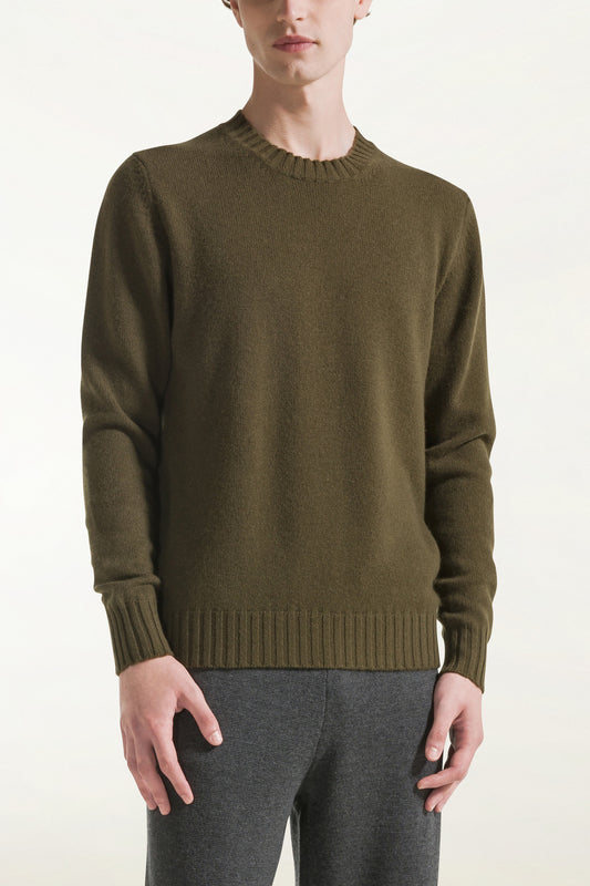 Dark brown cashmere crew neck sweater - Knitwear | PIACENZA 1733