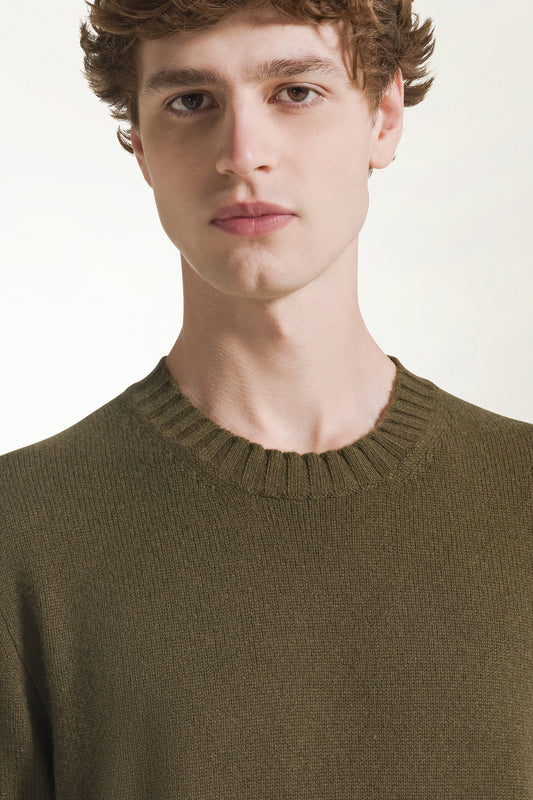 Dark brown cashmere crew neck sweater - Men's Cashmere Knitwear | PIACENZA 1733