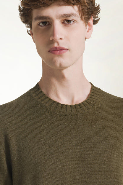 Maglione girocollo in cashmere marrone scuro