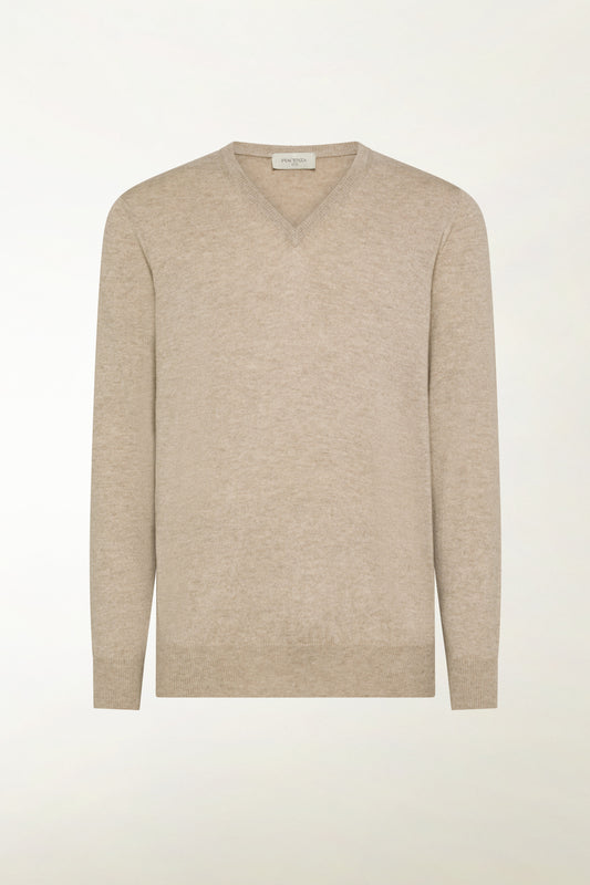 Natural cashmere V-neck