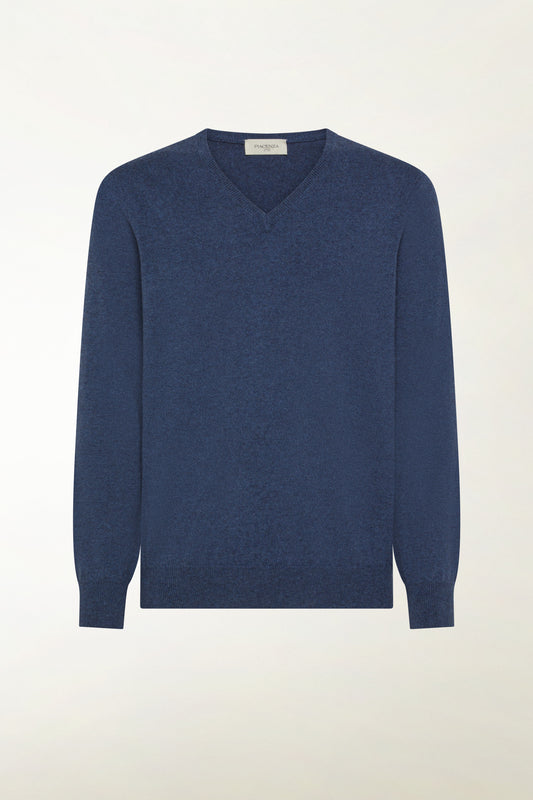 V-neck in air force blue cashmere