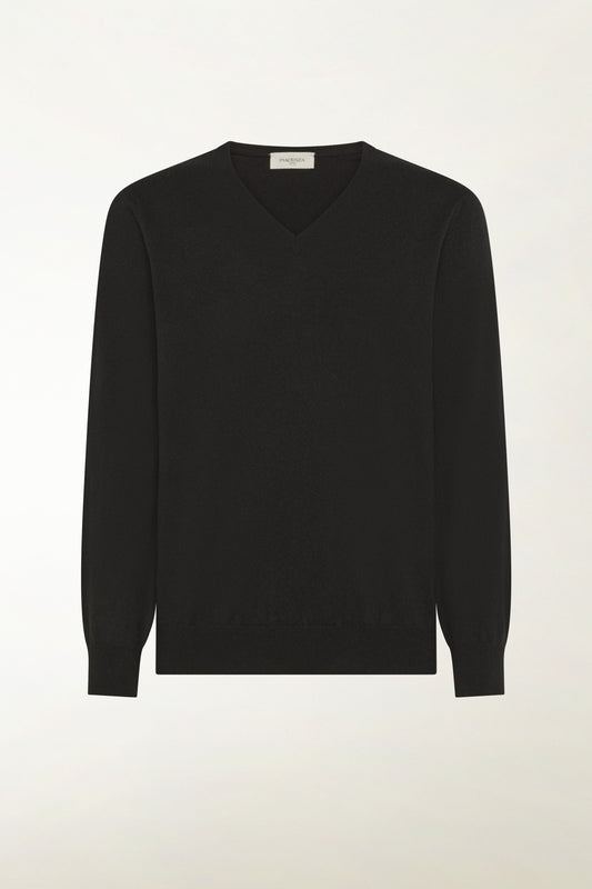 Black cashmere V-neck