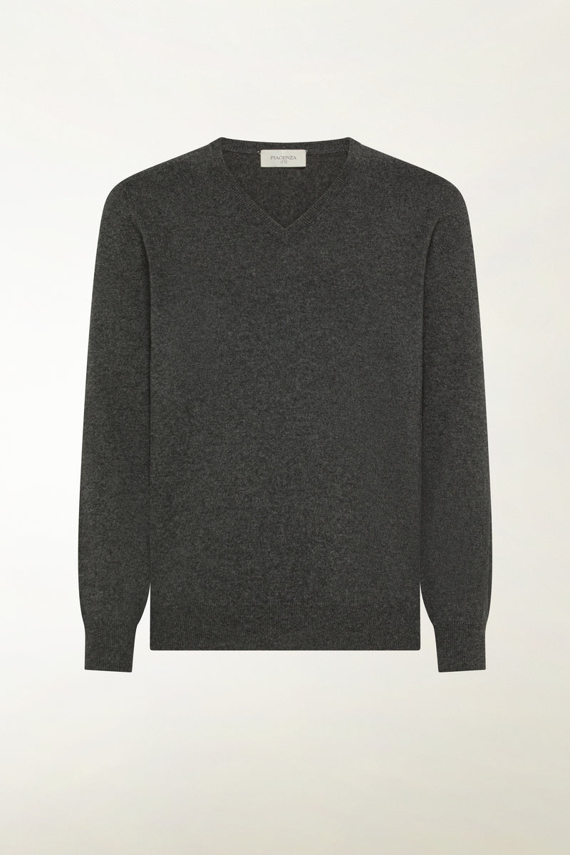 Anthracite cashmere V-neck