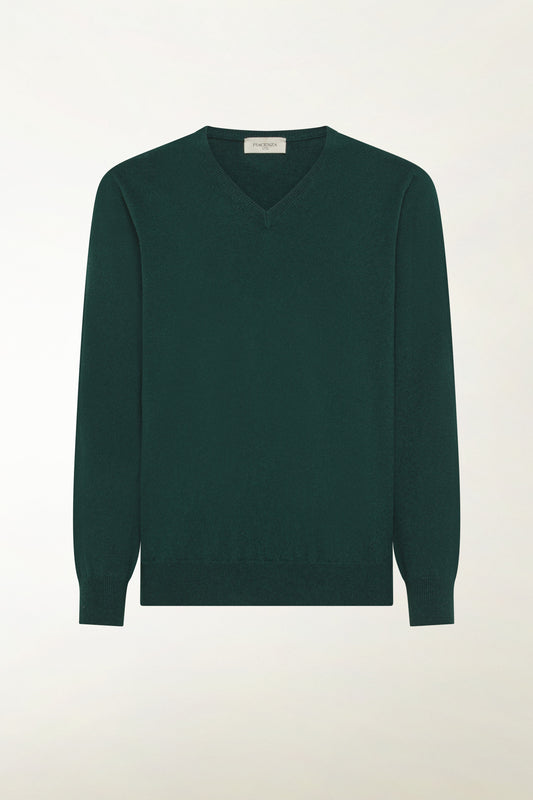 Green cashmere V-neck