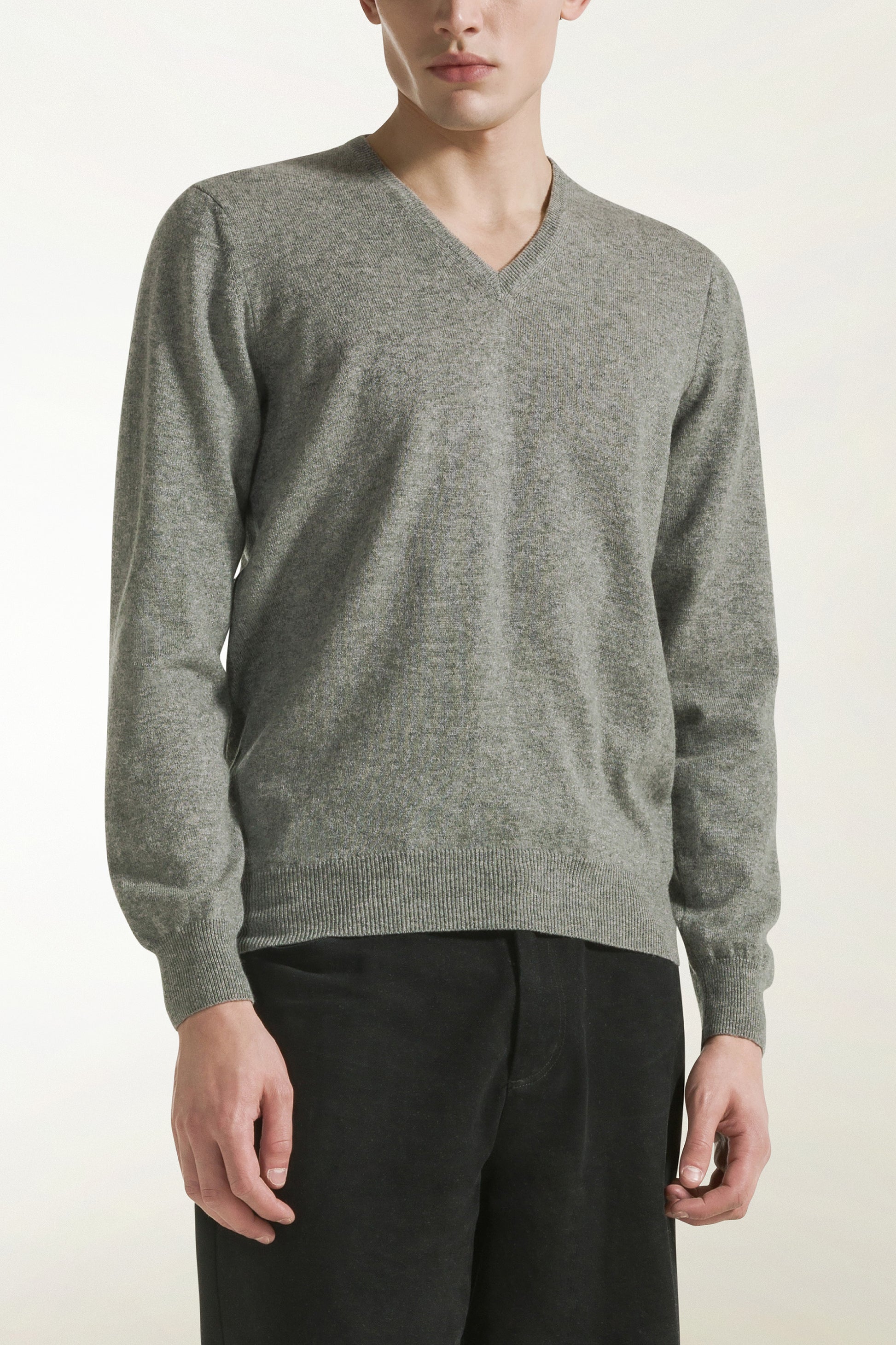 Grey cashmere V-neck | PIACENZA 1733
