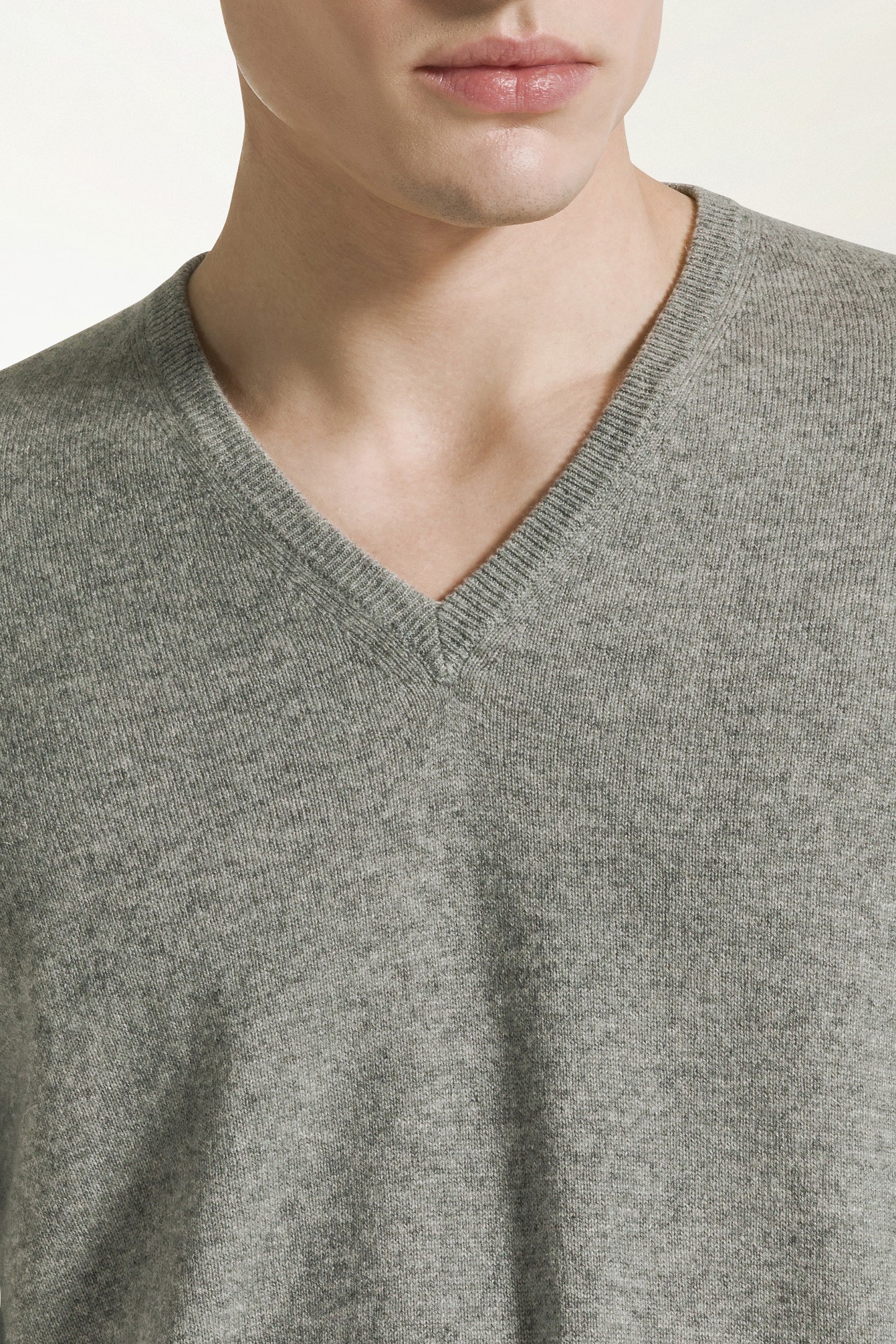 Grey cashmere V-neck