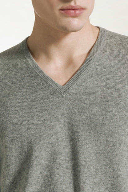 Grey cashmere V-neck | PIACENZA 1733