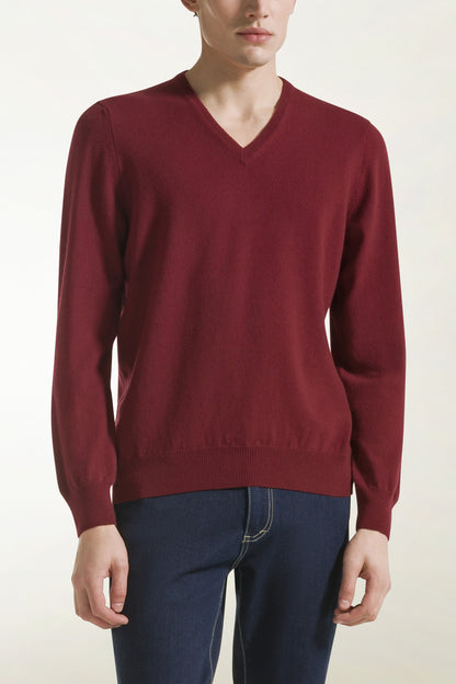 Burgundy cashmere V-neck | PIACENZA 1733