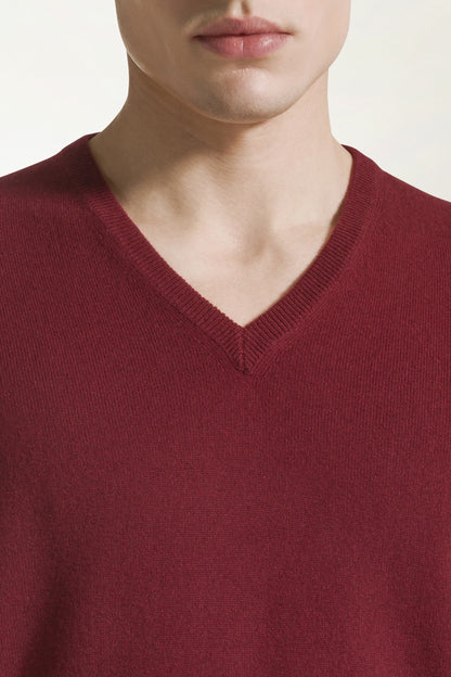 Burgundy cashmere V-neck | PIACENZA 1733