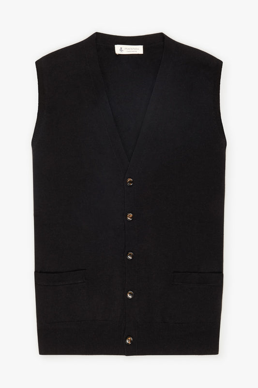 Black cashmere buttoned vest - Iconic | PIACENZA 1733
