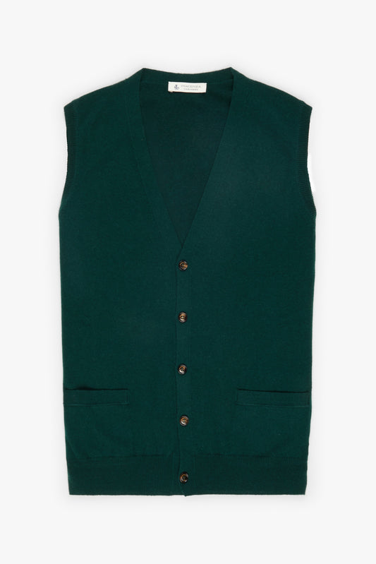 Green cashmere buttoned vest - Iconic | PIACENZA 1733