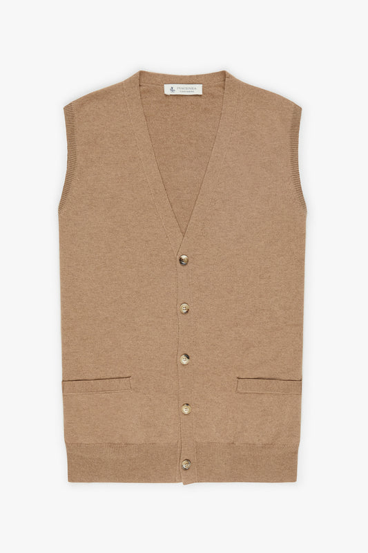 Camel Cashmere Buttoned Vest - Iconic | PIACENZA 1733