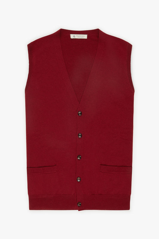 Burgundy cashmere buttoned vest - Iconic | PIACENZA 1733