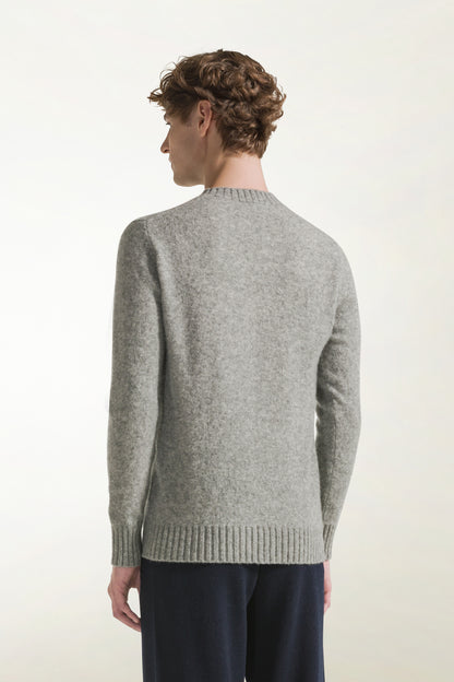 Light grey cashmere and silk crewneck