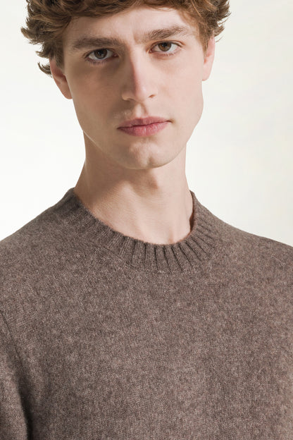 Girocollo in cashmere e seta nocciola