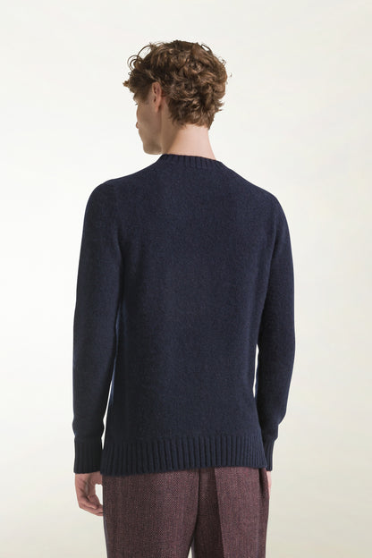Girocollo in cashmere e seta blu