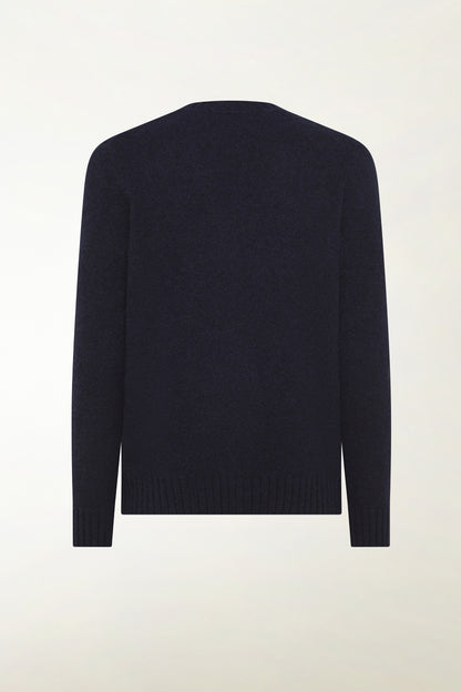 Girocollo in cashmere e seta blu