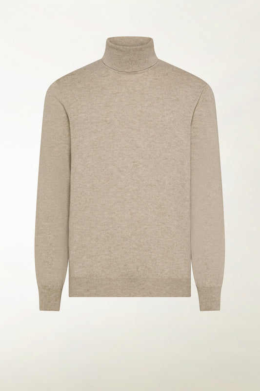 Natural-colored cashmere turtleneck - Men's Turtleneck | PIACENZA 1733