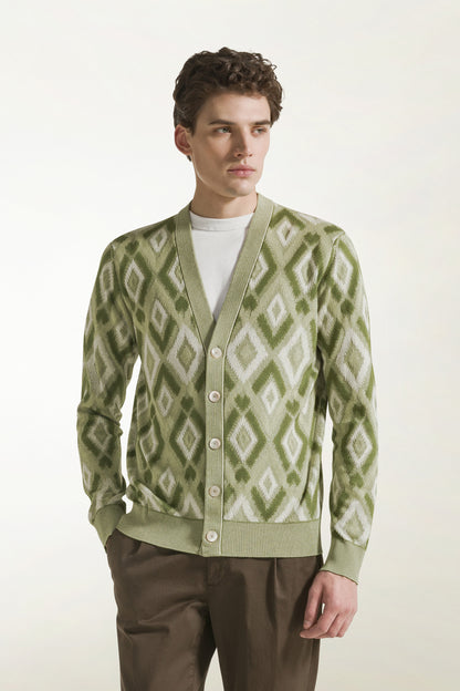 Green silk and cotton cardigan | PIACENZA 1733
