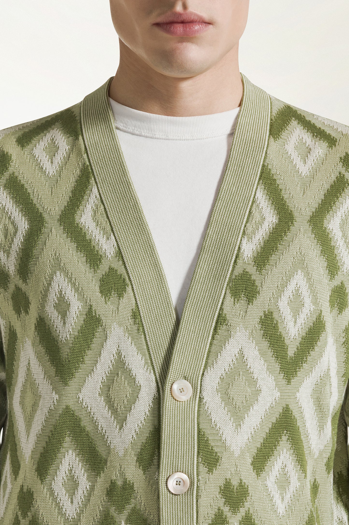 Green silk and cotton cardigan