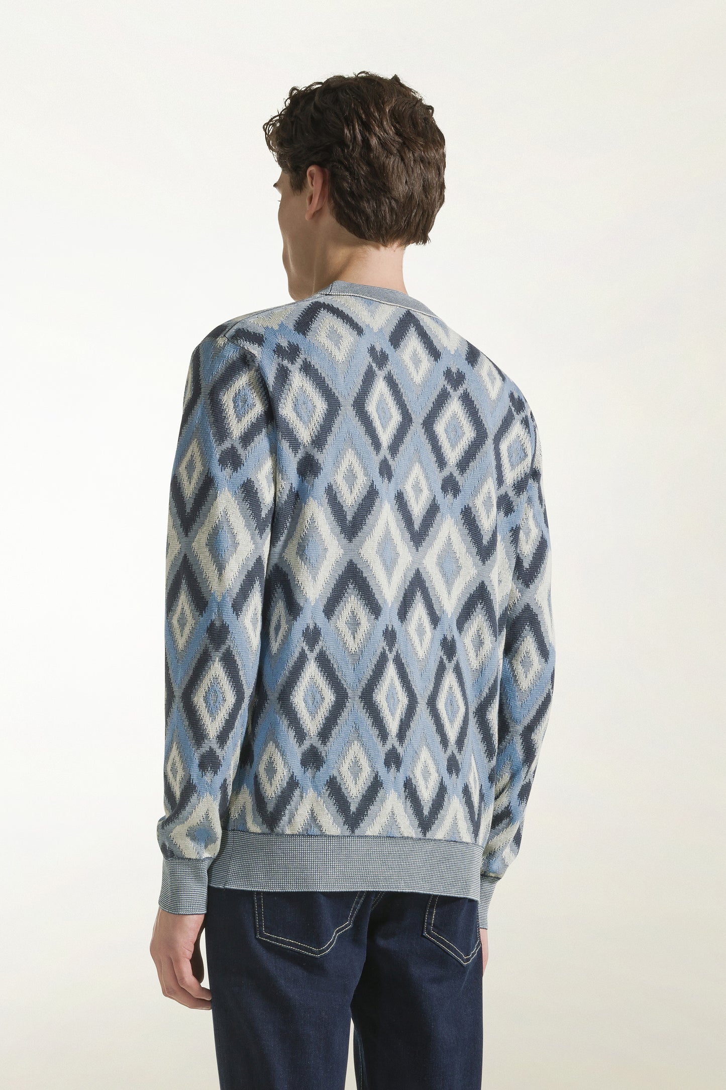 Blue silk and cotton cardigan