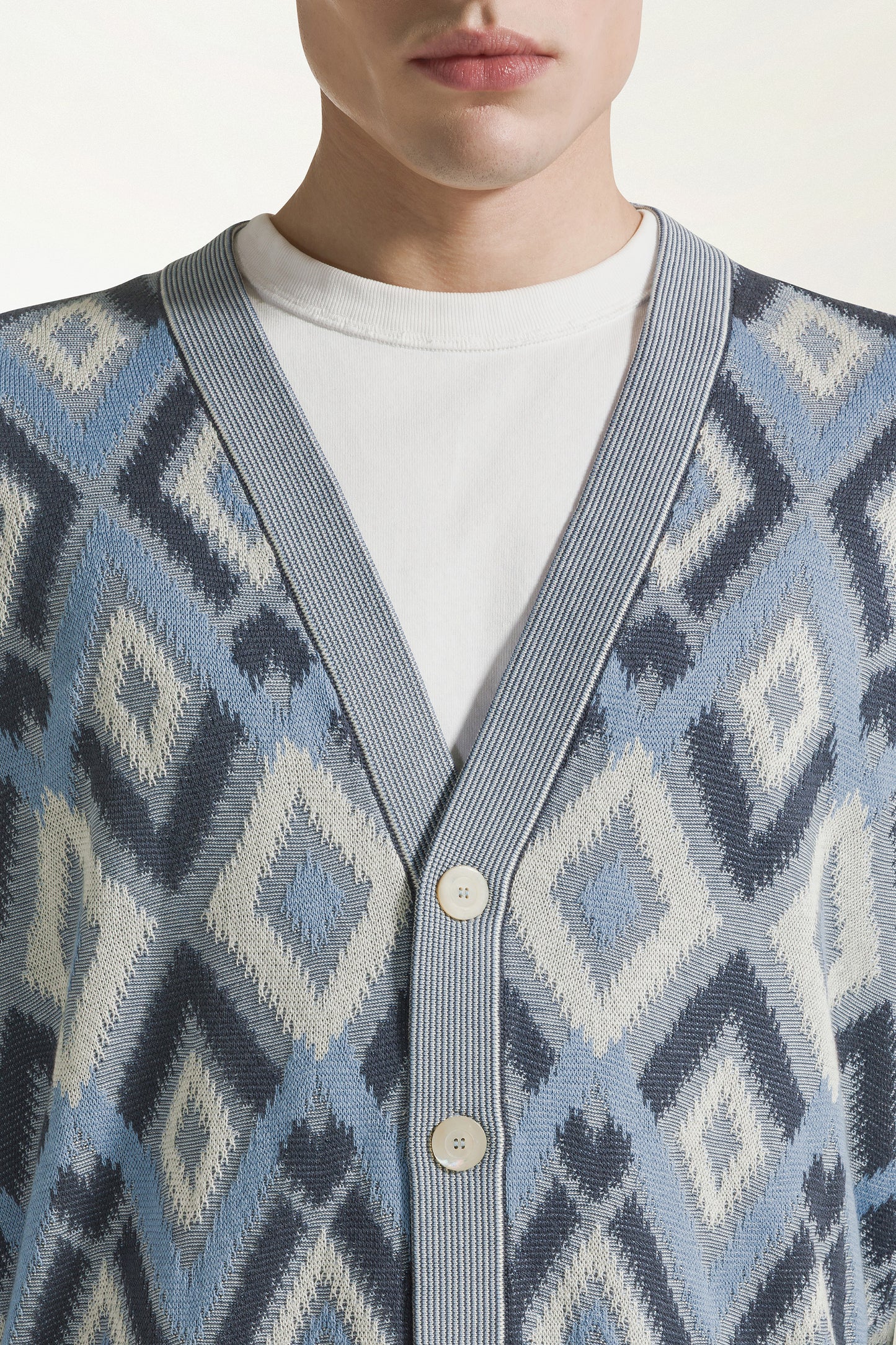 Blue silk and cotton cardigan