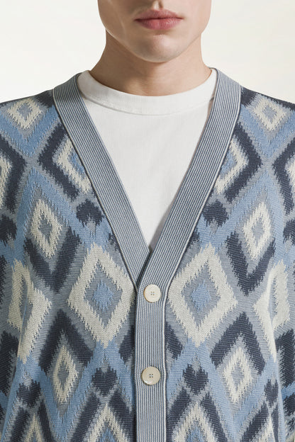 Blue silk and cotton cardigan | PIACENZA 1733