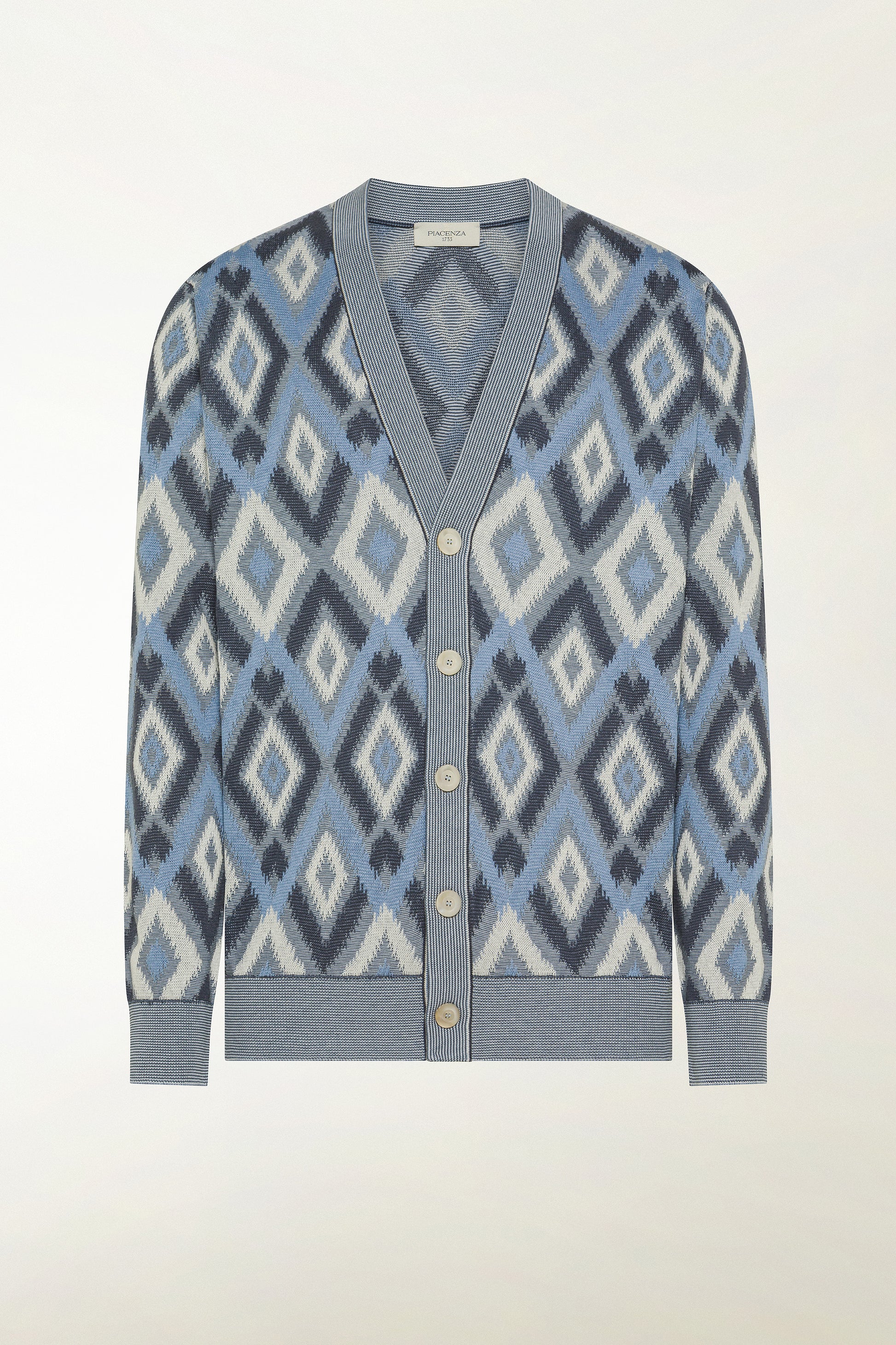 Blue silk and cotton cardigan | PIACENZA 1733