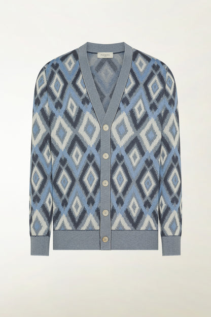 Blue silk and cotton cardigan | PIACENZA 1733