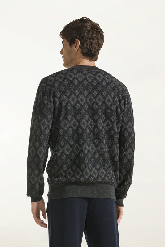 Cardigan in lana, seta e cashmere color blu - New Arrivals FW26 | PIACENZA 1733