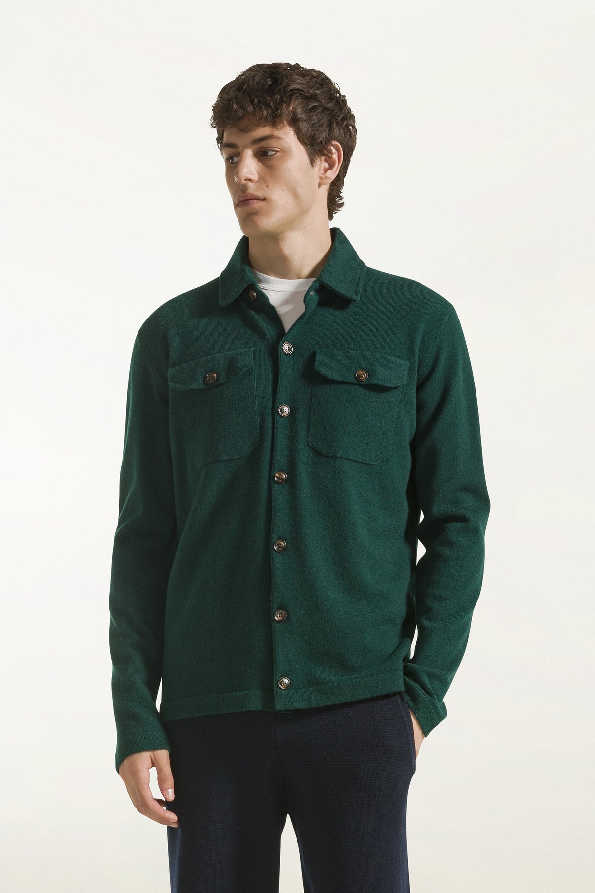 Dark green cashmere shirt