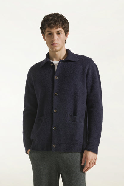 Camicia in lana color blu navy | PIACENZA 1733