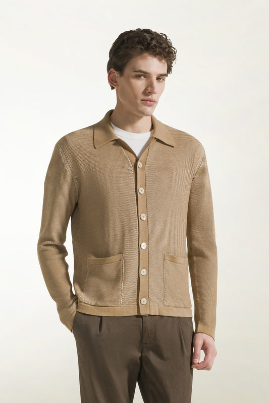 Camicia in seta e cotone colore ecru