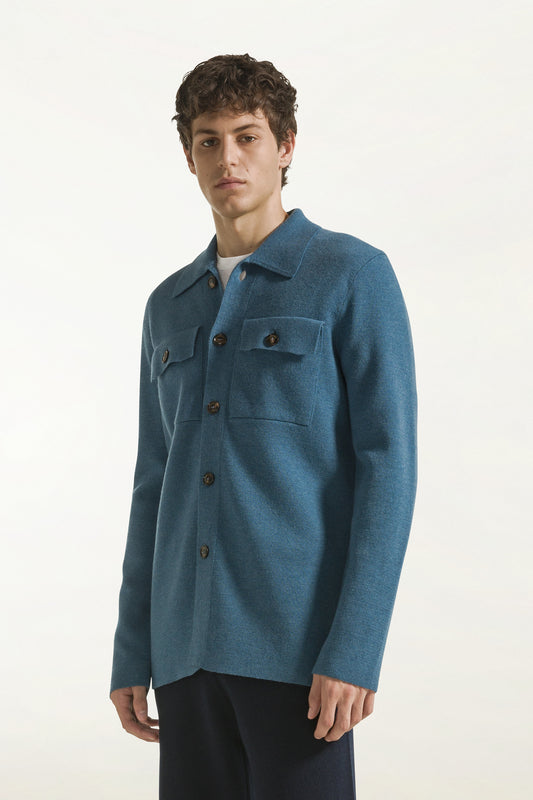Airforce blue wool shirt - new HP arrivals | PIACENZA 1733
