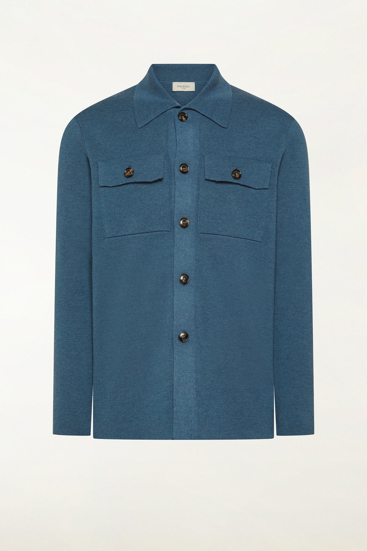 Camicia in lana color avio