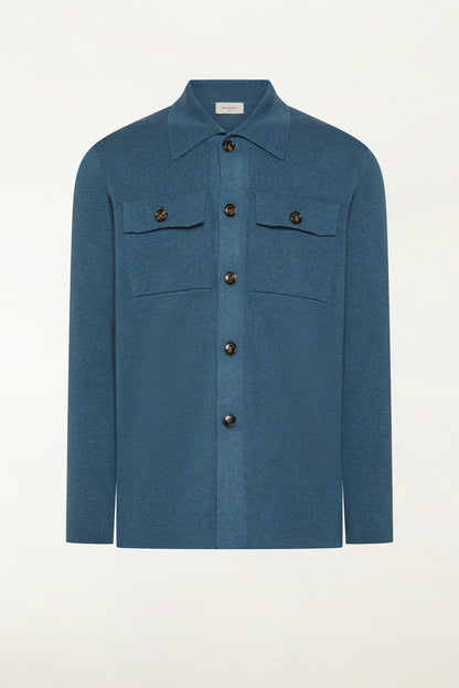 Camicia in lana color avio | PIACENZA 1733