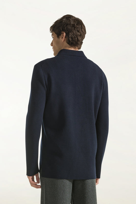 Navy Milano knit wool shirt - new HP arrivals | PIACENZA 1733