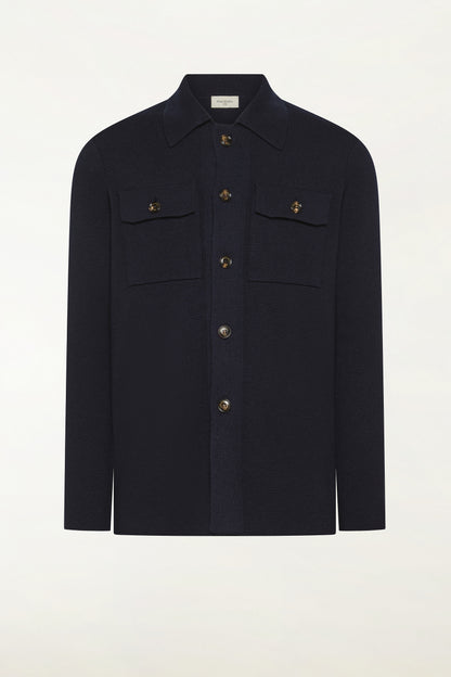 Navy Milano knit wool shirt | PIACENZA 1733