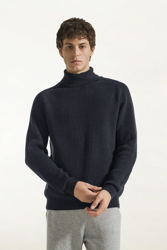 Dolcevita in lana e cashmere color blu navy - Nuovi arrivi FW26 | PIACENZA 1733