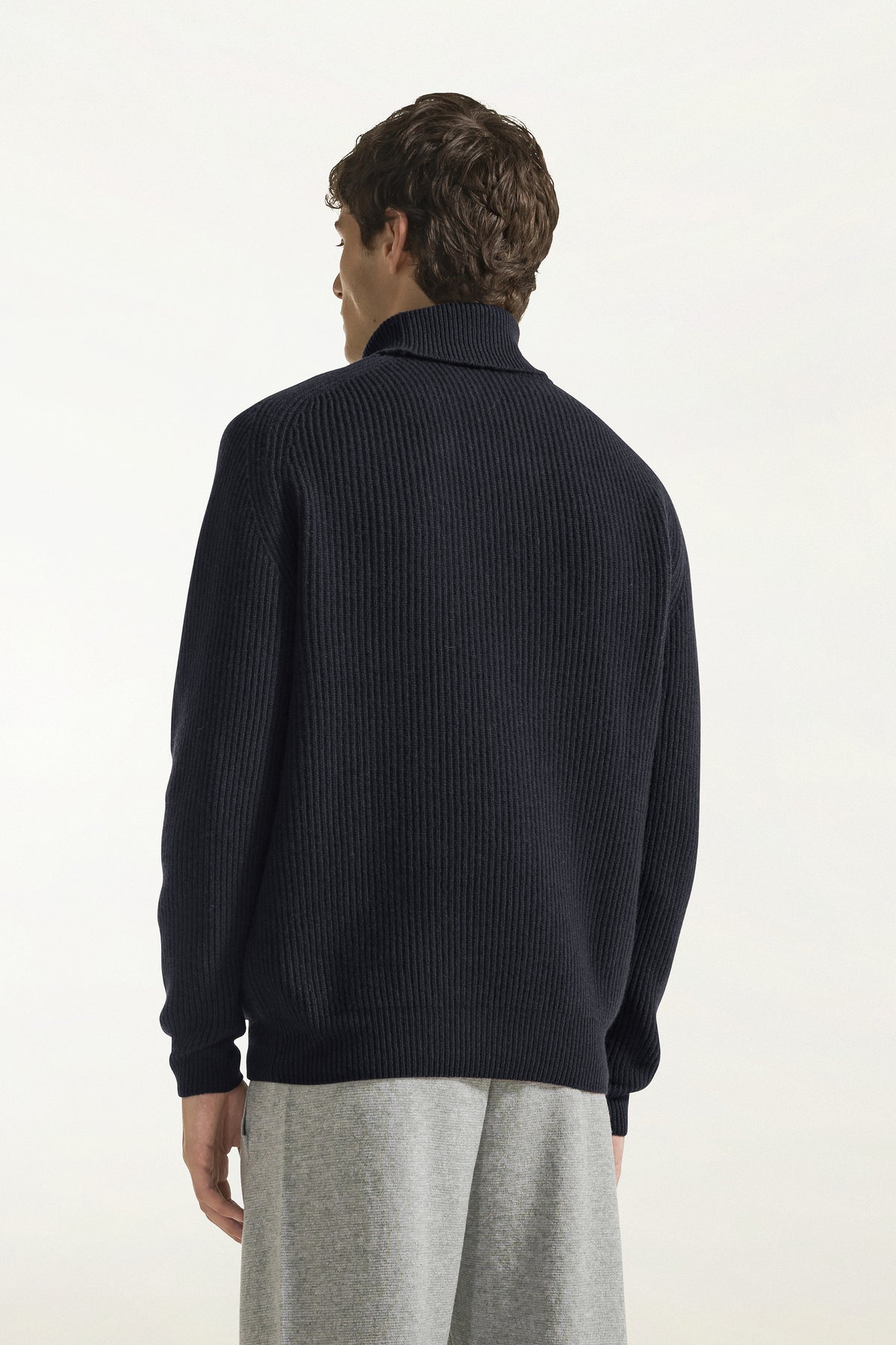 Navy blue wool and cashmere turtleneck | PIACENZA 1733