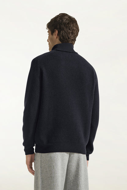 Navy blue wool and cashmere turtleneck | PIACENZA 1733