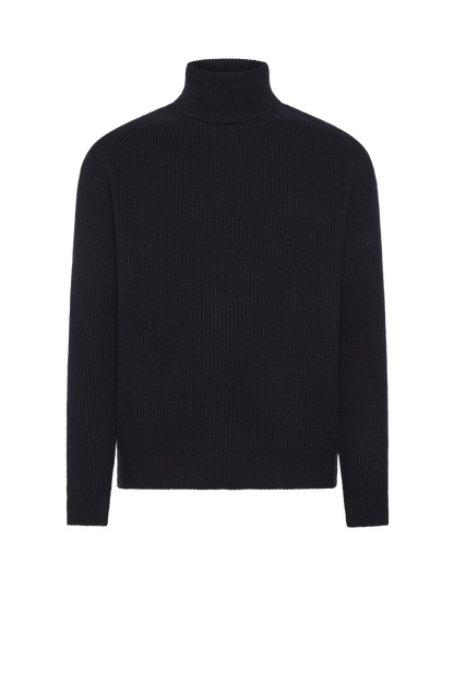 Navy blue wool and cashmere turtleneck | PIACENZA 1733