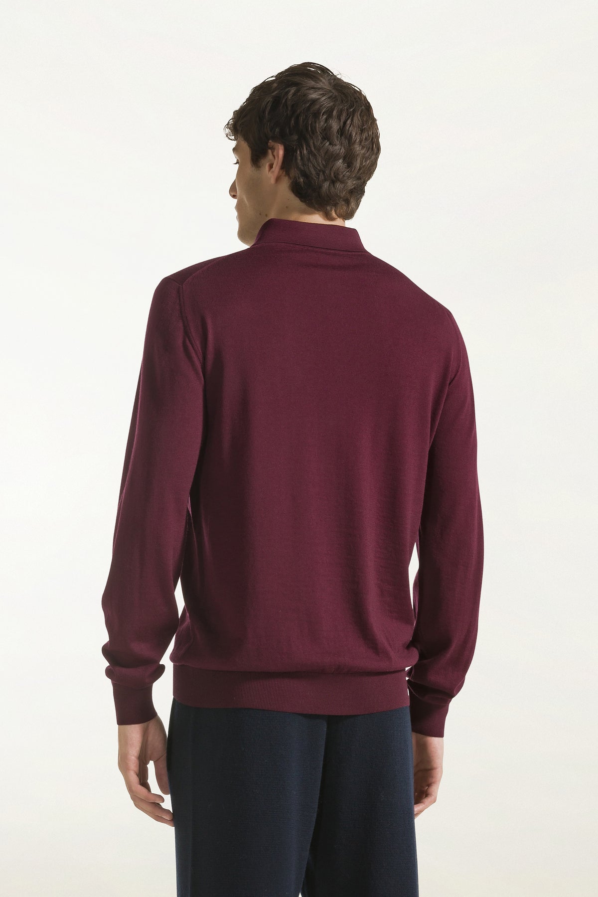 Lightweight polo shirt in merino wool in burgundy | PIACENZA 1733