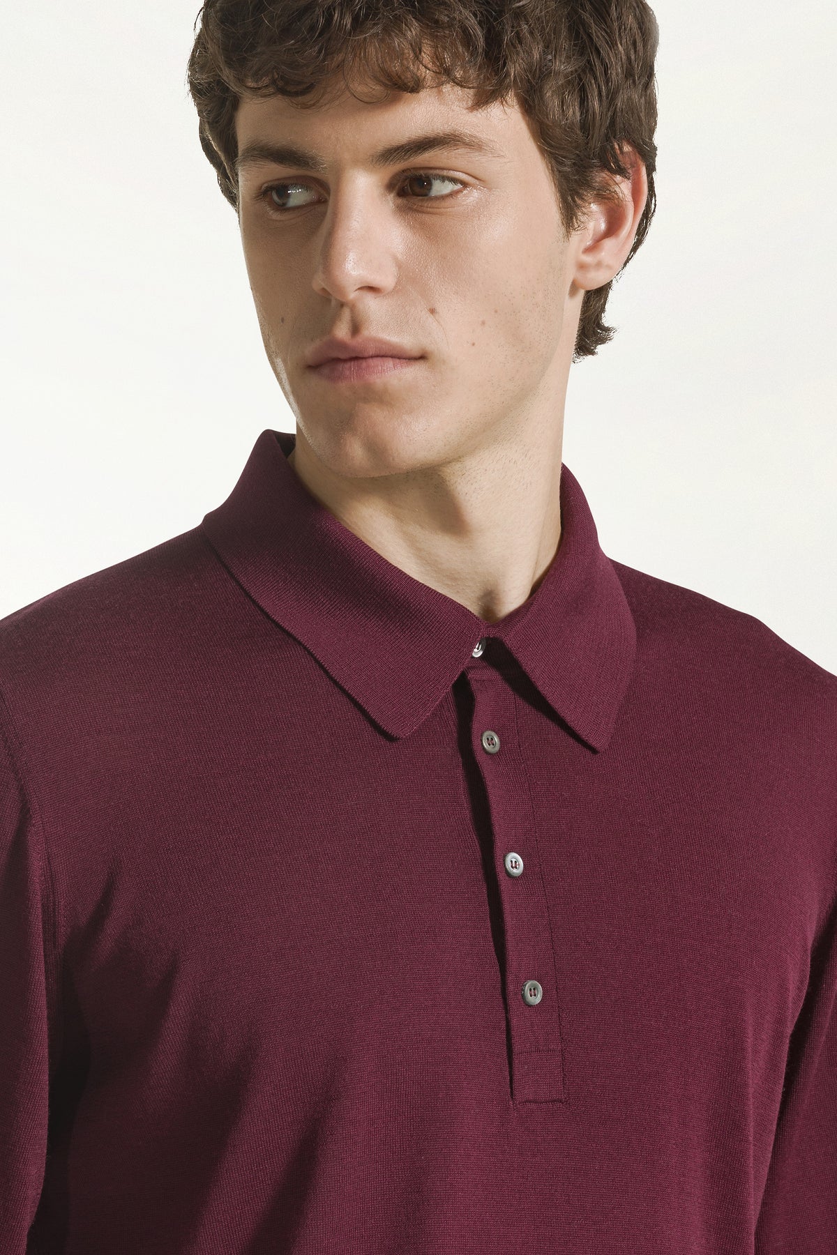 Lightweight polo shirt in merino wool in burgundy | PIACENZA 1733