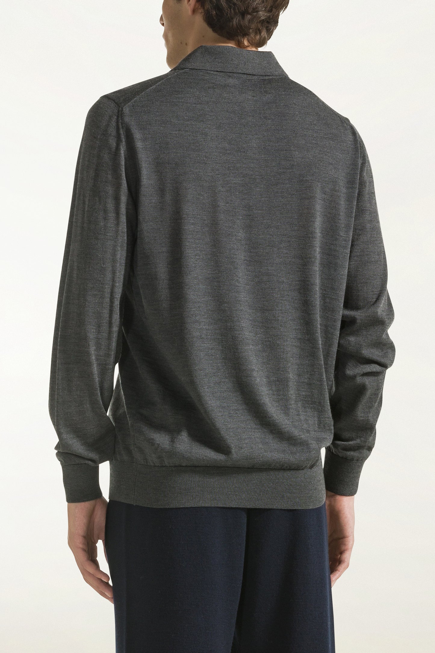 Lightweight merino wool polo shirt in anthracite color