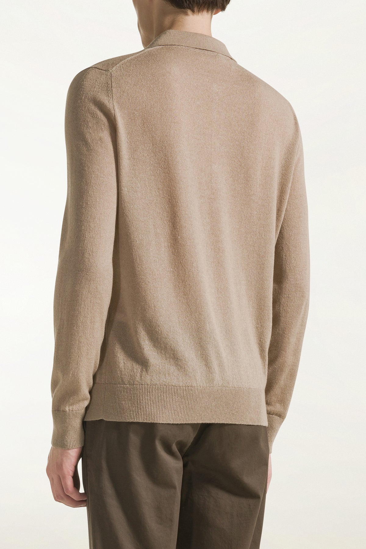 Sand silk and cashmere polo shirt | PIACENZA 1733
